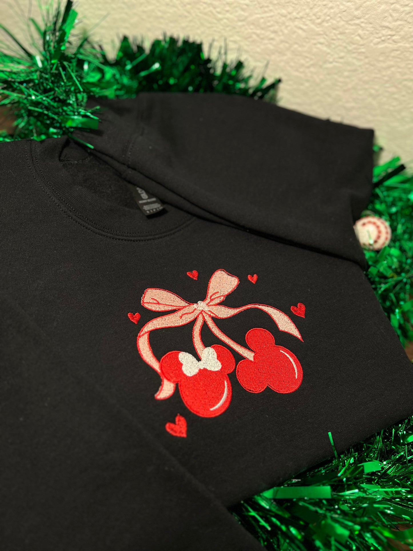 Cherry Disney Bow Embroidered Sweatshirt