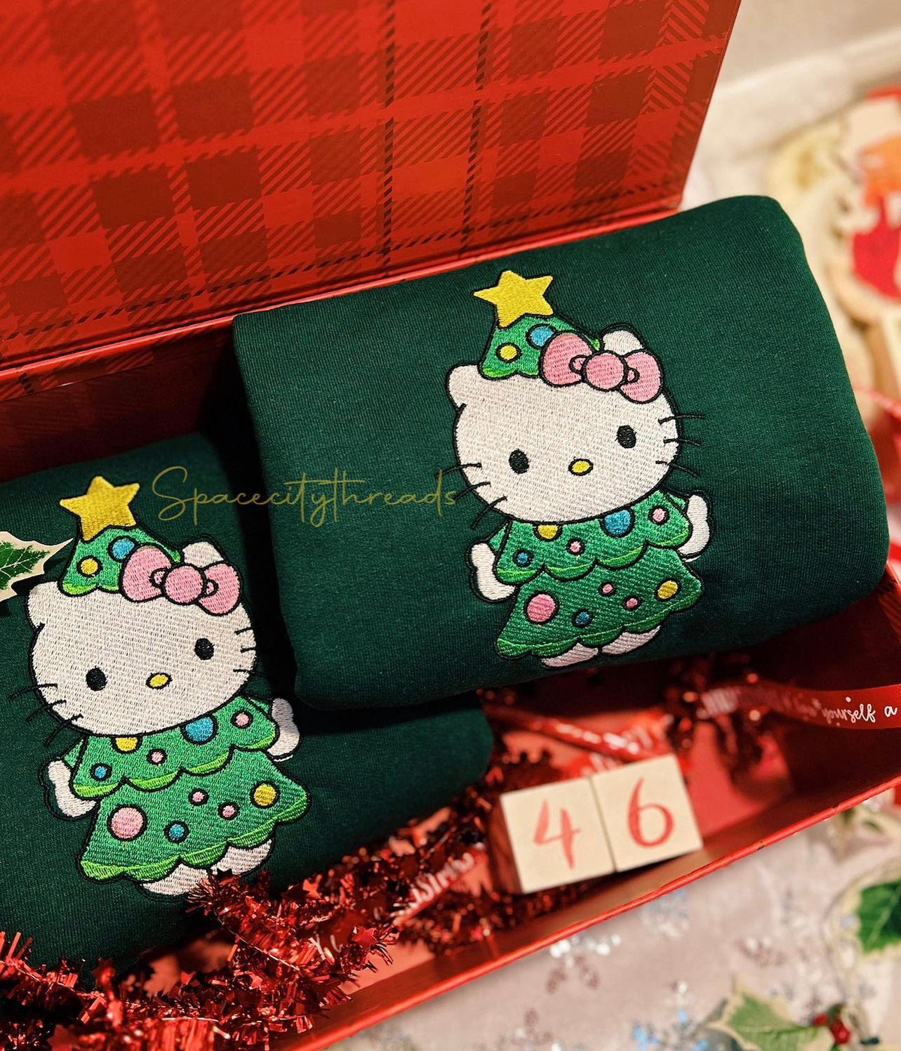 Hello Kitty Christmas Tree Embroidered Sweatshirt