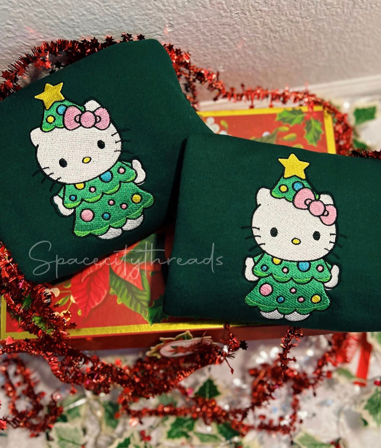 Hello Kitty Christmas Tree Embroidered Sweatshirt